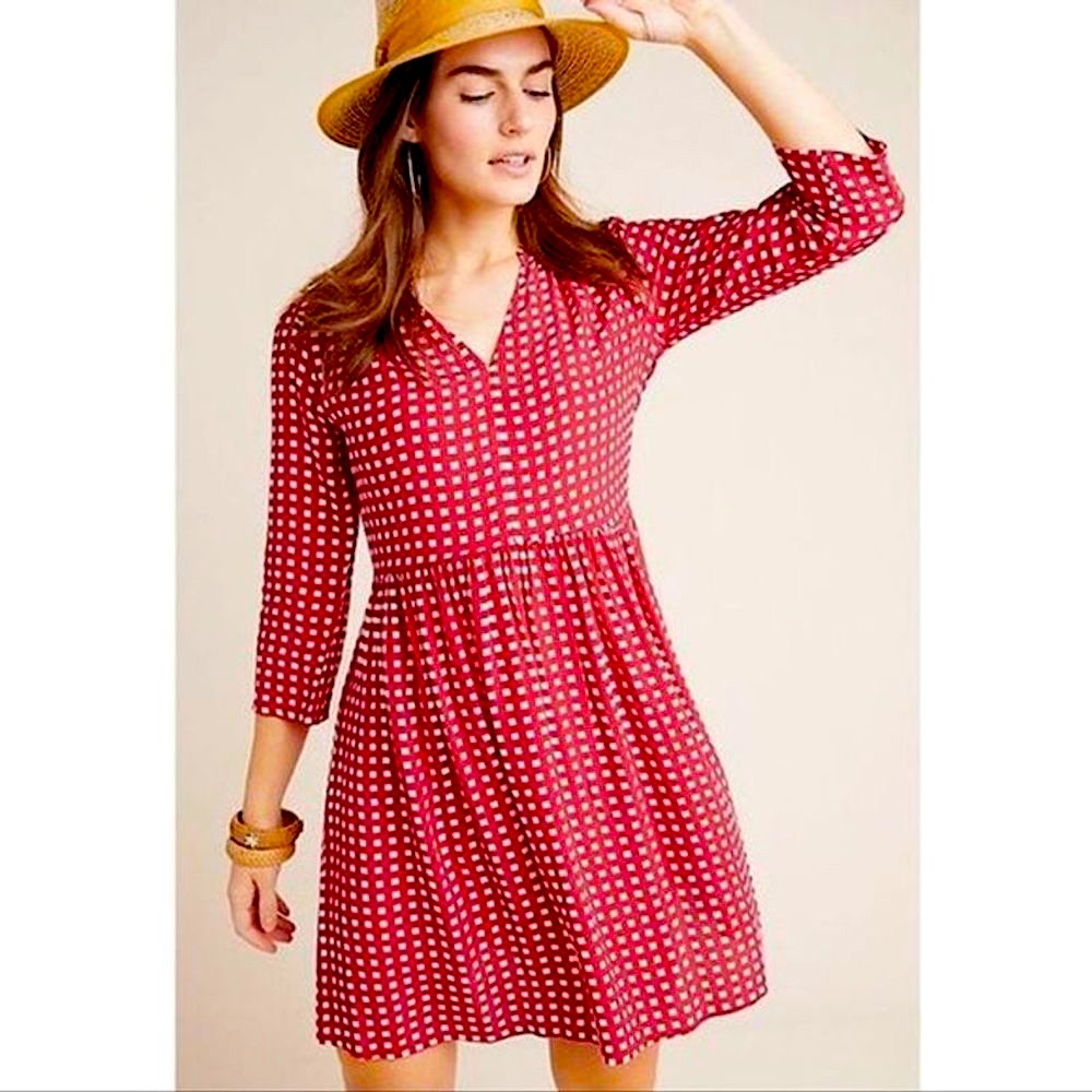 Anthropologie Maeve || red & white gingham dress || size medium